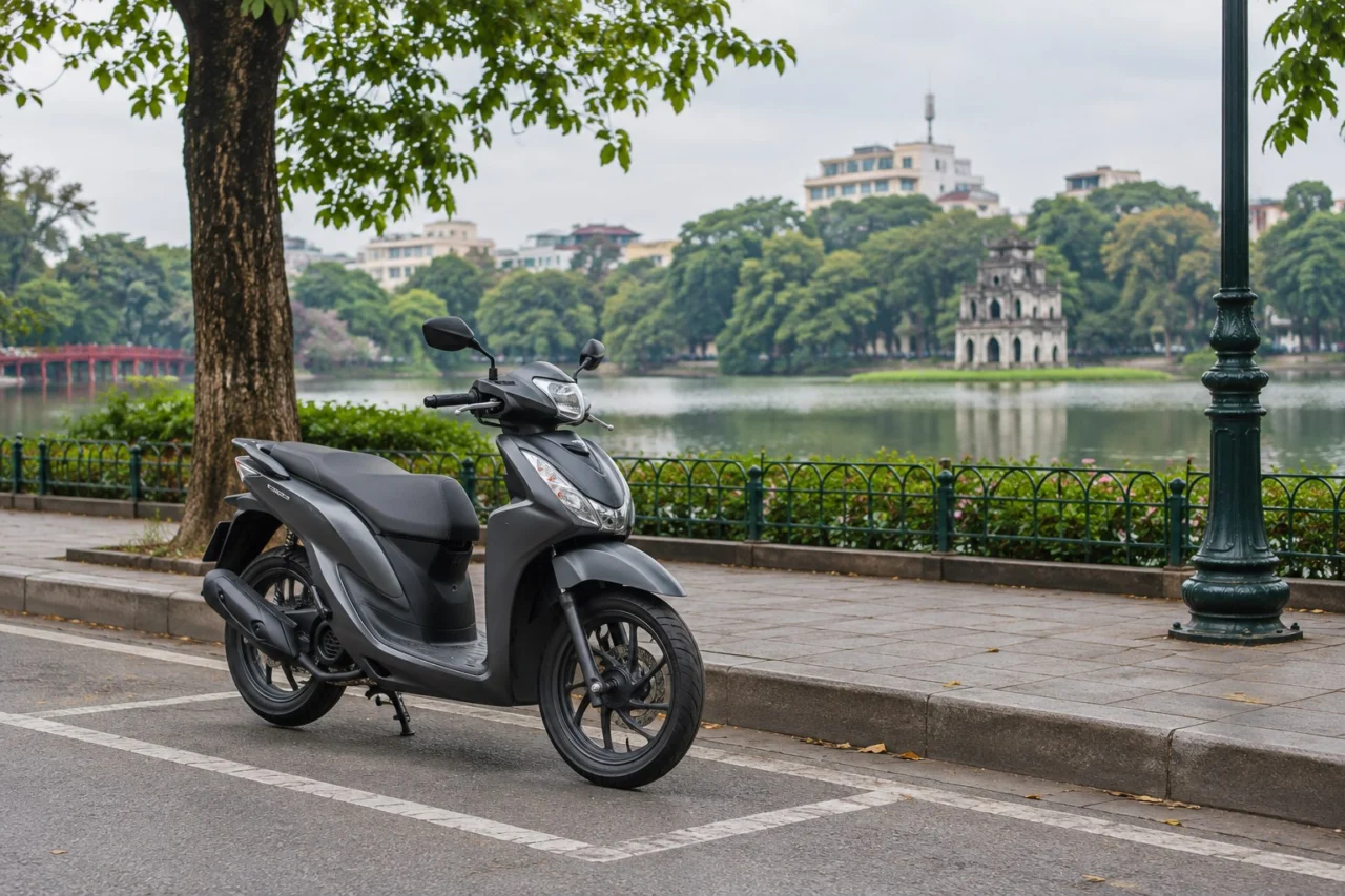 Xe tay ga minh họa đỗ đúng nơi quy định tại Hà Nội, hướng dẫn chọn Honda Click phù hợp